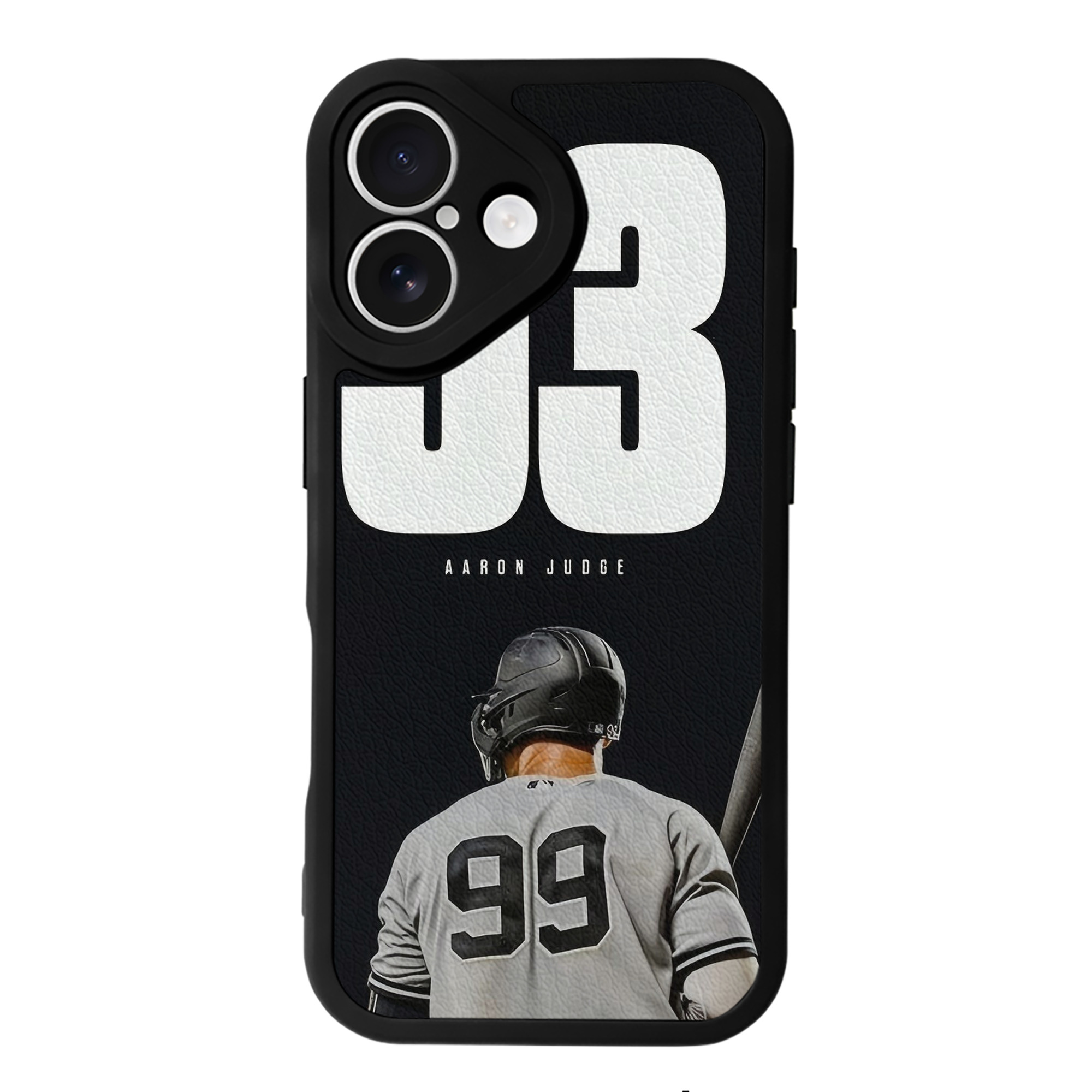 Aaron Judge 53 Home Runs IPhone 16 Silicone Leather Case – UV Print, Lambskin Texture – Perfect Fit, Wireless Charging Compatible, Scratch Resistant, Precise Cutouts – Stylish Protection For IPhone 16